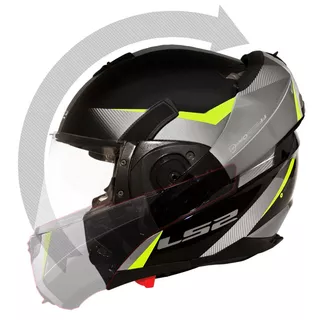 Tilting Moto Helmet LS2 Convert Hawk - Black-Yellow