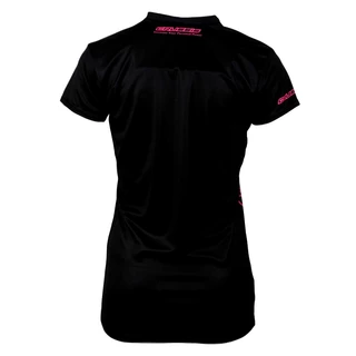 Dámské triko s krátkým rukávem CRUSSIS černo-fluo růžová - XL