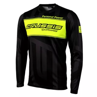 Men’s Long-Sleeved T-Shirt CRUSSIS Black-Yellow - Black-Fluo Yellow