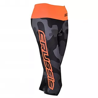 Women’s Knee Length Leggings CRUSSIS Gray-Orange - Grey Camo/Fluo Orange - Grey Camo/Fluo Orange