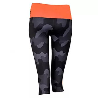 CRUSSIS Damen Leggings 3/4 grau-orange - grau tarn/fluo orange