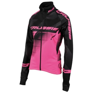 Női kerékpáros kabát CRUSSIS fekete-fluo rózsaszín
