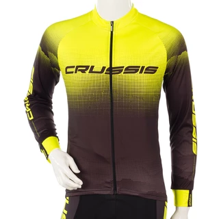 Cyklistický dres s dlouhým rukávem Crussis CSW-060 - černá-fluo žlutá