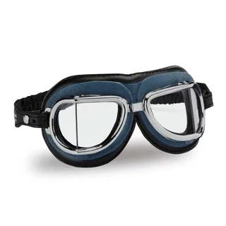 Vintage moto okuliare Climax 513 modré/chrómový rám/číre sklá