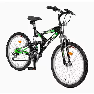 Celoodpružený juniorský bicykel DHS Climber 2642 - 18,5" - čierno-zelená