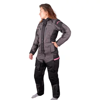 Dámská moto bunda W-TEC Barbata - černo-šedo-růžová