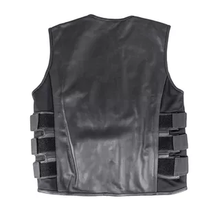 Leather Motorcycle Vest W-TEC Trabacho - Black