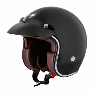 Kask motocyklowy otwarty W-TEC YM-629 - czarny połysk z brązową wyściółką