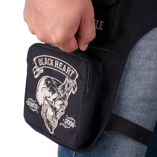 Motorcycle Thigh Bag W-TEC Black Heart Devil Skull Black Tex