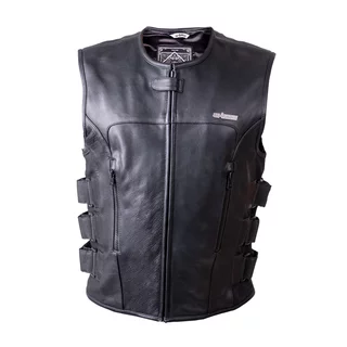 Leather Motorcycle Vest W-TEC Trabacho - Black