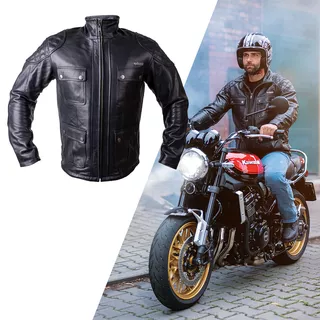 Leather Motorcycle Jacket W-TEC Valebravo - Black