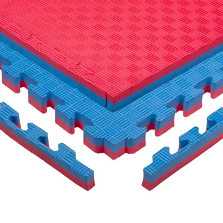 Tatami Puzzle Mat inSPORTline Malmeida 100 x 100 x 4 cm - červeno-modrá, vzor 5 proužků