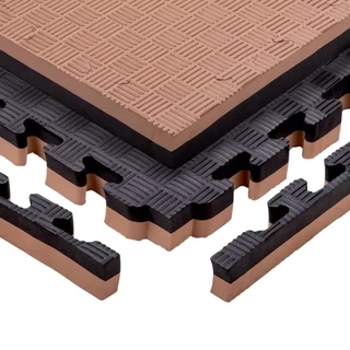 Tatami Puzzle Mat inSPORTline Malmeida 100 x 100 x 4 cm - mocha mousse-černá, vzor 5 proužků