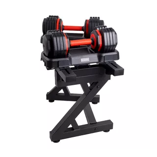 Adjustable Single-Handed Dumbbell Set inSPORTline DuraBell® 2 x 6.5 – 24.5 kg w/ Rack