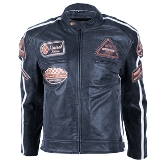 Leather Motorcycle Jacket BOS 2058 Navy - Dark Navy - Dark Navy