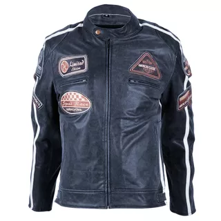 Dámská kožená moto bunda BOS 2058 Lady Navy - 42 - Dark Navy