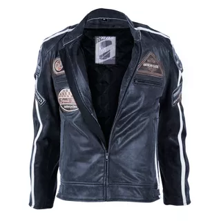 Women's Leather Motorcycle Jacket BOS 2058 Lady Navy