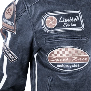 Women's Leather Motorcycle Jacket BOS 2058 Lady Navy - Dark Navy