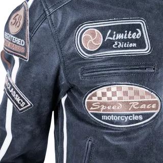 Women's Leather Motorcycle Jacket BOS 2058 Lady Navy