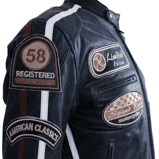 Leather Motorcycle Jacket BOS 2058 Navy - Dark Navy