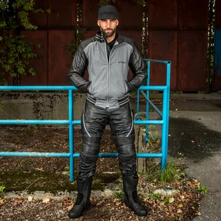 Kožené moto kalhoty W-TEC Vilglen - 2.jakost - černá