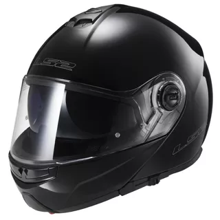 Tilting Moto Helmet LS2 Strobe - Matte Black - Black Glossy