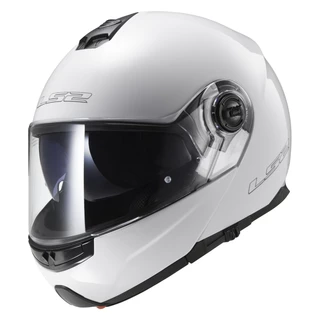 Tilting Moto Helmet LS2 Strobe - Black Glossy - White
