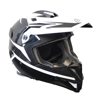 Ozone FMX Motorcycle Helmet - Black - Black-White