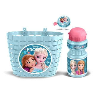 Cyklistická sada Frozen II (košík, láhev, zvonek) - světle modrá