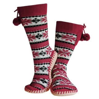 Vyhrievané ponožkové papuče Glovii GQ5L - červeno-bielo-šedá
