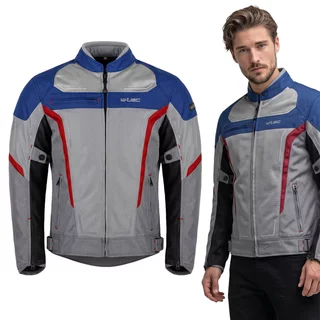 Letní pánská moto bunda W-TEC Mirelio - šedo-modro-červená