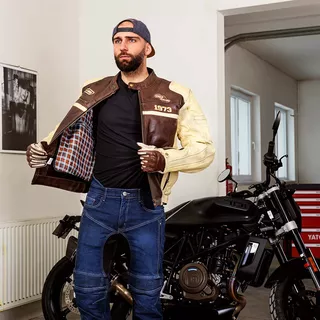 Skórzane rękawice motocyklowe W-TEC Retro Gloves - Brązowo-beżowy