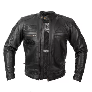 Herren Leder Motorradjacke W-TEC Urban Noir