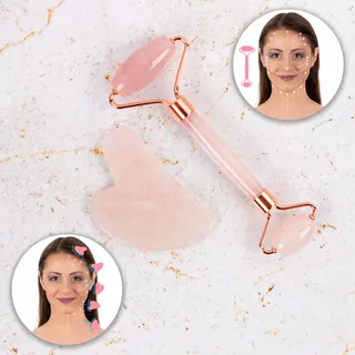 Face Roller & Gua Sha Set inSPORTline Rosado