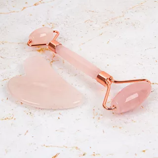 Face Roller & Gua Sha Set inSPORTline Rosado