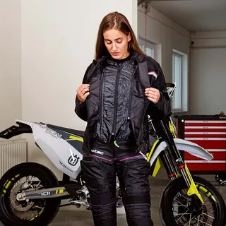 Női motoros kabát W-TEC Progair Lady - fekete-rózsaszín, XS