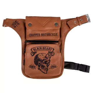 Clothes for Motorcyclists W-TEC Black Heart Devil Skull Brown Leather