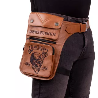 Kieszeń udowa W-TEC Black Heart Devil Skull Brown Leather