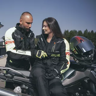 Női motoros kabát W-TEC Ventura Lady - fekete-fluor sárga