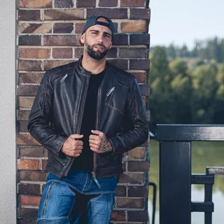 Leather Motorcycle Jacket W-TEC Embracer