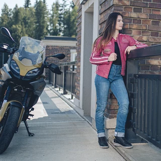 Women’s Leather Motorcycle Jacket W-TEC Sheawen Lady Pink - XS