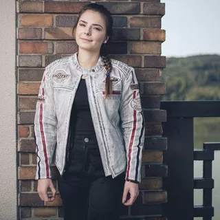 Dámska kožená moto bunda W-TEC Sheawen Lady White - 2. akosť