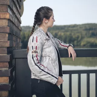 Dámská kožená moto bunda W-TEC Sheawen Lady White - 2.jakost