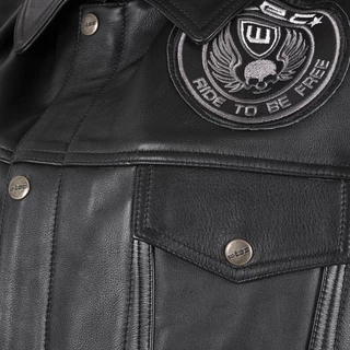 Leather Motorcycle Vest W-TEC Highstake - Black