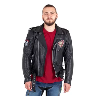 Bőr motoros kabát W-TEC Black Heart Perfectis - fekete, 6XL