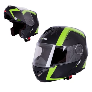 Výklopná moto helma W-TEC Vexamo - černo-šedá - černo-zelená