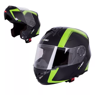 Motorcycle Helmet W-TEC Vexamo - Black-Grey - Black-Green