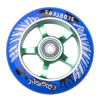 Spare wheel for scooter FOX PRO Raw 03 100 mm - Red-Silver with Graphics - Blue-Green
