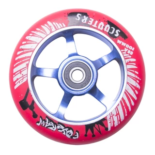 Spare wheel for scooter FOX PRO Raw 03 100 mm - Red-Silver with Graphics - Red-Blue