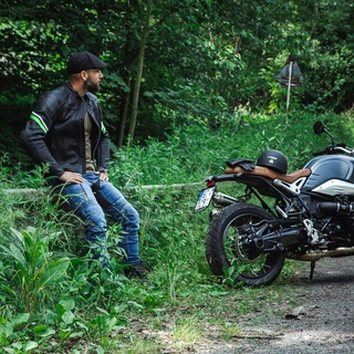 Leather Motorcycle Jacket W-TEC Montegi - Matte Black, 5XL